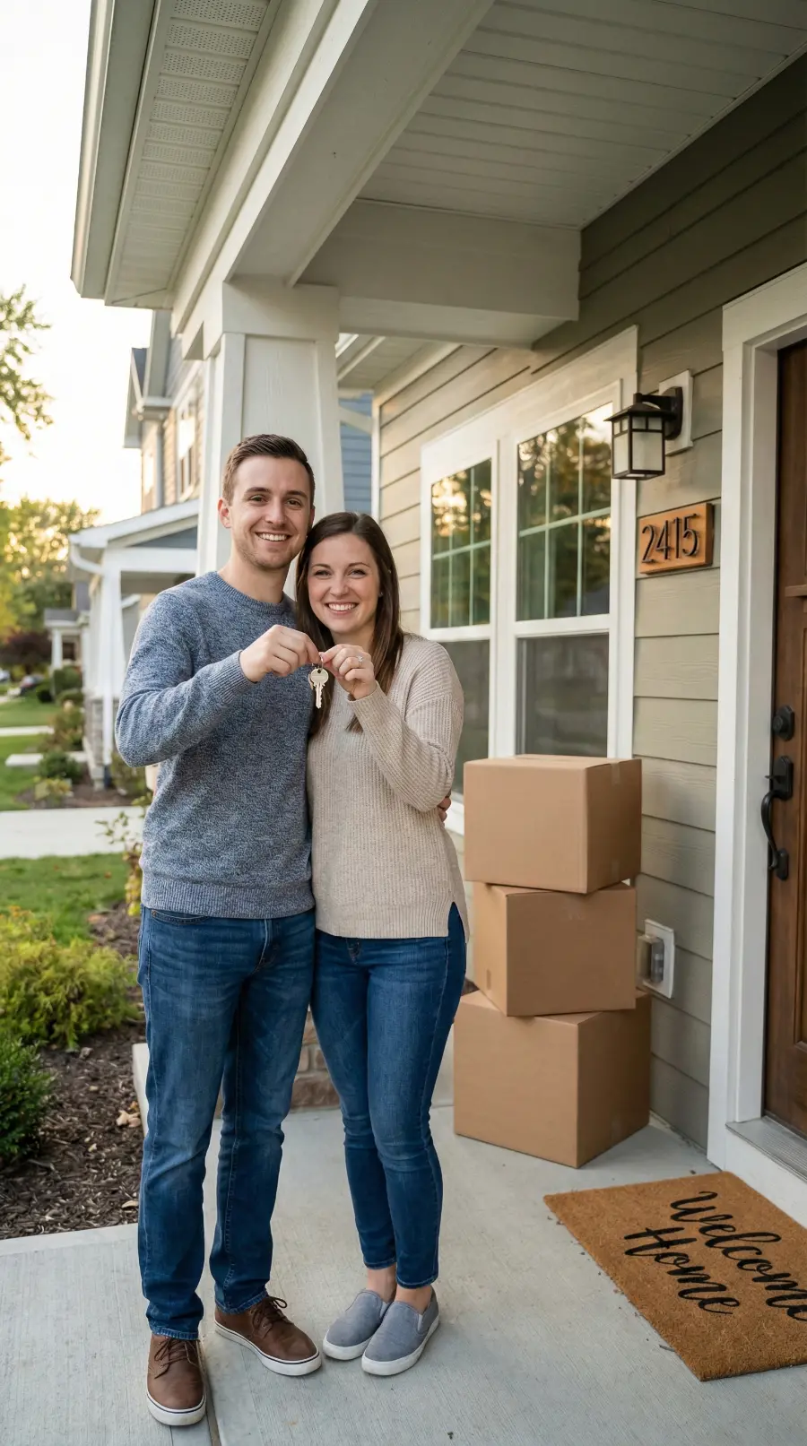 First-time homebuyers receiving keys at closing on their Fort Wayne home in Allen County, Indiana